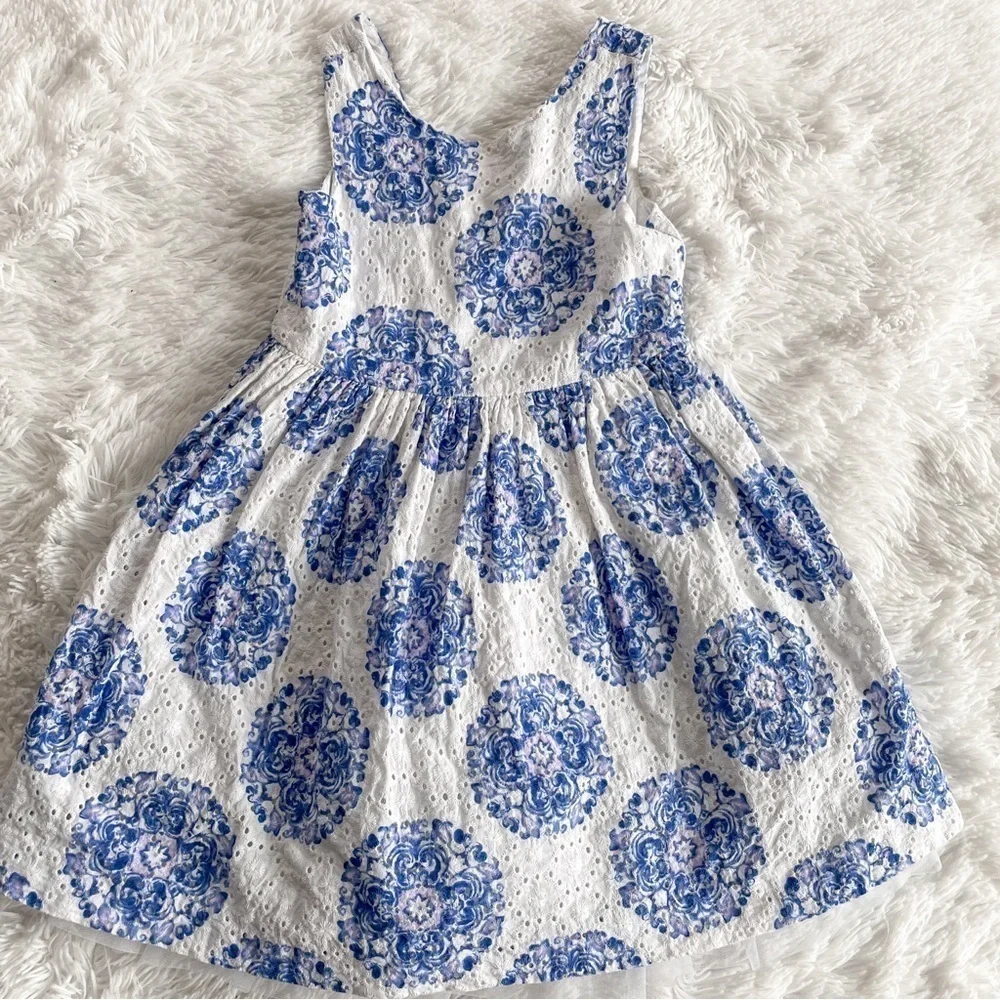 Janie‎ & Jack | Eyelet Tile Dress with Tulle Skirt, size 4, EUC